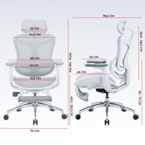 Крісло офісне з підставкою для ніг Sihoo DORO C300L Mesh White with footrest (DORO-C300L-A3-102-JT) Купити в Україні
