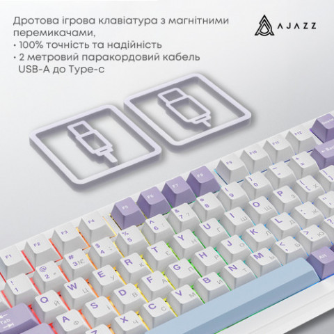 Клавіатура Ajazz AK820 Max Magnetic Switch White (AK820MAX-WM-PWB)