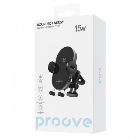 Автомобільний тримач з Бездротовим ЗП Proove Rounded Energy 15W black Купити в Україні