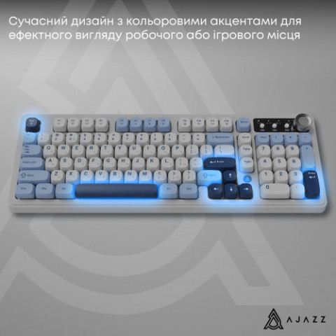 Клавіатура бездротова Ajazz AF98 Plus Glacier Blue (AF98-PLUS-GB)
