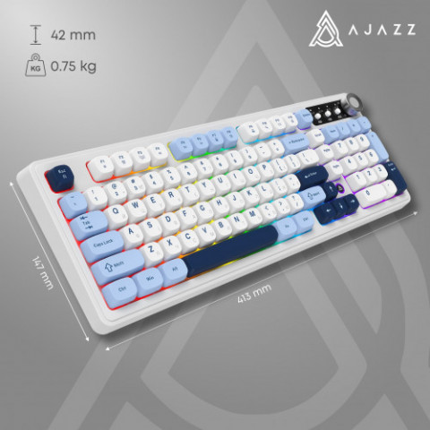 Клавіатура бездротова Ajazz AF98 Plus Glacier Blue (AF98-PLUS-GB)