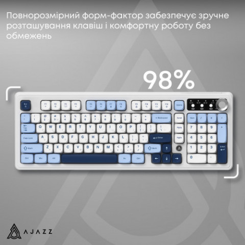 Клавіатура бездротова Ajazz AF98 Plus Glacier Blue (AF98-PLUS-GB)