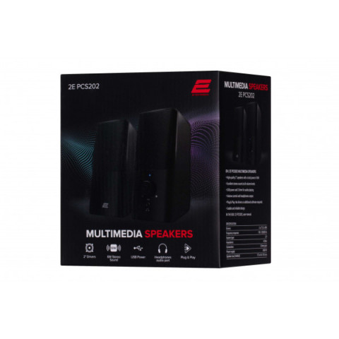 Акустична система 2E PCS202, 2.0, USB, Black