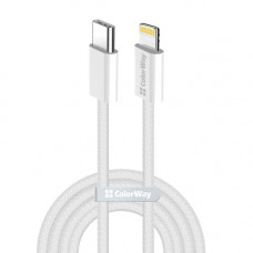Кабель ColorWay Lightning + USB Type-C (M/M), 3.0 А, 1 м, Grey (CW-CBPDCL061-GR)