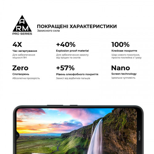 Захисне скло Armorstandart Pro для Nokia C21 Plus Black (ARM62198)