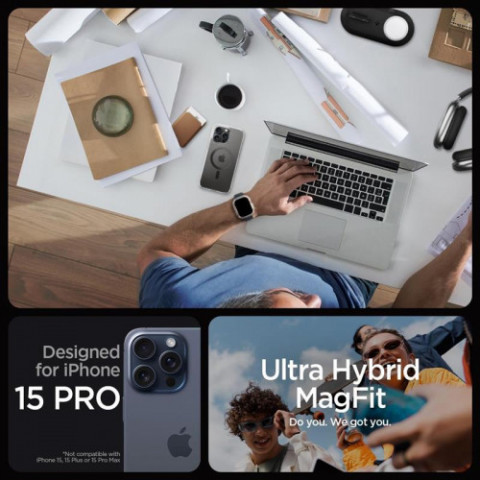 Чохол-накладка Spigen Ultra Hybrid MagFit для Apple iPhone 15 Pro Carbon Fiber (ACS06717)