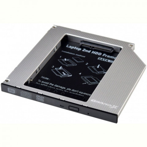 Адаптер Grand-X для підключення HDD 2.5" у відсік приводу ноутбука SATA3 Slim 9.5мм (HDC-26)