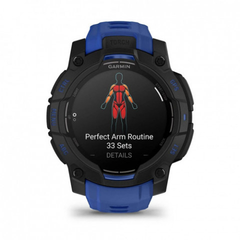Смарт-годинник Garmin Instinct 3 45mm AMOLED Black with Bolt Blue/Black Silicone Band (010-02936-03)