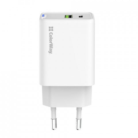 Мережевий зарядний пристрій ColorWay GaN Mini 45W PD Port PPS USB (Type-C PD + USB QC4.0) White (CW-CHS060PD-WT)