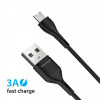 Кабель Grand-X USB-microUSB, Cu, 3A, 1м, Fast Сharge, Black (PM-03B)