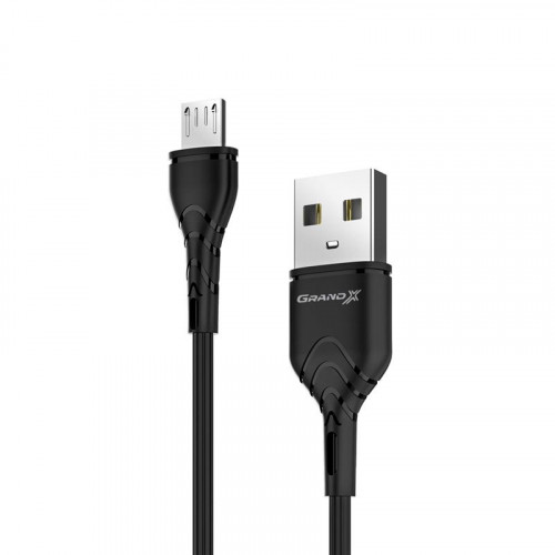 Кабель Grand-X USB-microUSB, Cu, 3A, 1м, Fast Сharge, Black (PM-03B)