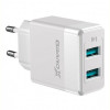 Мережевий зарядний пристрій Grand-X (2xUSB 2.4А) White (CH-50W)