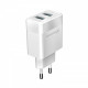 Мережевий зарядний пристрій Grand-X (2xUSB 2.4А) White (CH-50W)