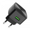 Зарядний пристрій Hoco C70A Cutting-Edge (1USB, 3А) QC3.0 Black (6931474706645) + кабель MicroUSB