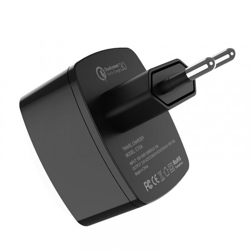 Зарядний пристрій Hoco C70A Cutting-Edge (1USB, 3А) QC3.0 Black (6931474706645) + кабель MicroUSB