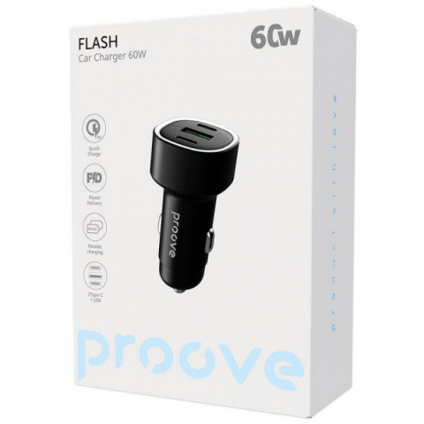 АЗП Proove Flash 60W (2Type-C + USB) black Купити в Україні