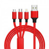 Кабель XoKo SC-330 USB-Lightning/microUSB/USB Type-C, 1.2м Red (SC-330-RD)