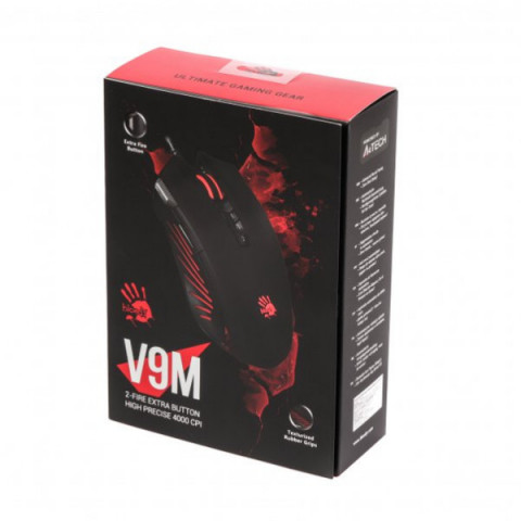 Миша ігрова A4-Tech Bloody V9M, чорна, з підсвічуванням, USB