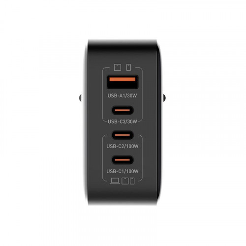 Мережевий зарядний пристрій ColorWay Power Delivery GaN (USB-A + 3USB TYPE-C) (100W) Black (CW-CHS047PD-BK)