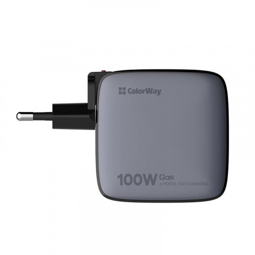 Мережевий зарядний пристрій ColorWay Power Delivery GaN (USB-A + 3USB TYPE-C) (100W) Black (CW-CHS047PD-BK)