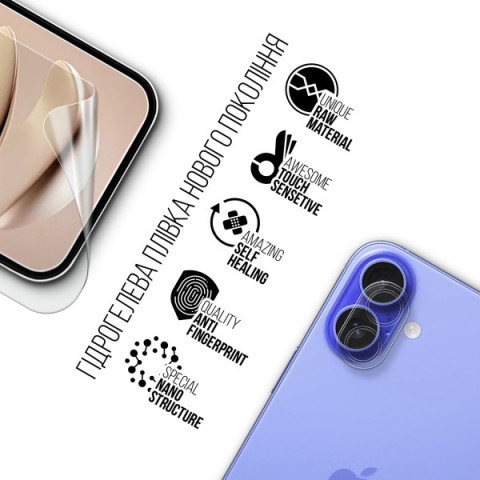 Набір гідрогелевої плівки ArmorStandart Clear для екрана + камера для Apple iPhone 16 (ARM80715)