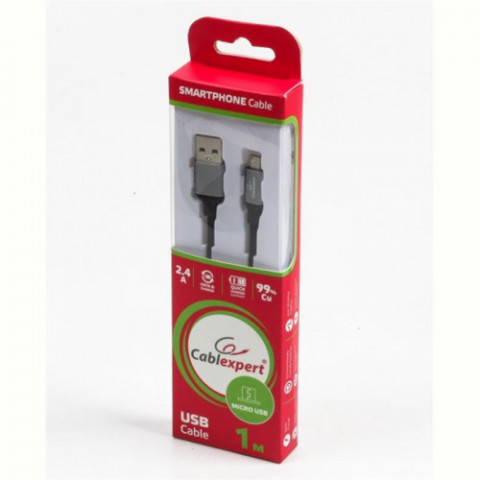 Кабель Cablexpert (CCPB-M-USB-09BK) USB 2.0 A - microUSB, премиум, 1м, чорний