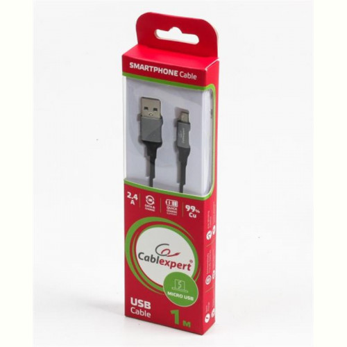 Кабель Cablexpert (CCPB-M-USB-09BK) USB 2.0 A - microUSB, премиум, 1м, чорний
