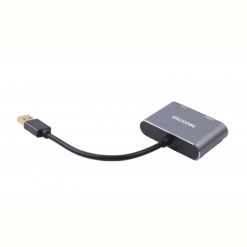 Адаптер-перехідник Maxxter (V-AM-HDMI-VGA), USB-HDMIхVGA, сірий