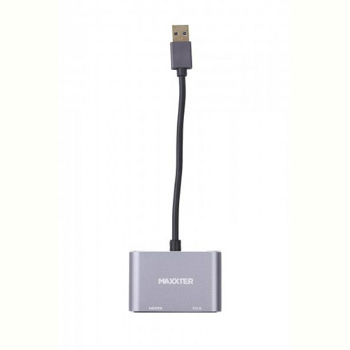 Адаптер-перехідник Maxxter (V-AM-HDMI-VGA), USB-HDMIхVGA, сірий