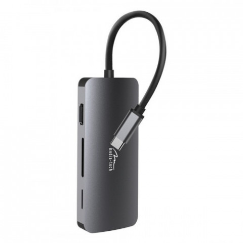 Док-станція Media-Tech USB-C HDMI/USB 3.0x3/RJ45/SD/MicroSD/PD 100W (MT5044)