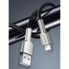 Кабель ColorWay USB-Lightning, head metal, 2.4А, 1м, Black (CW-CBUL046-BK)