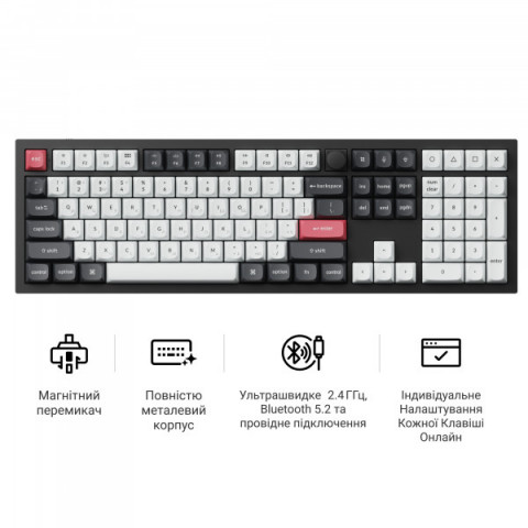 Клавіатура бездротова Keychron Q6 HE Magnetic Switch Black RGB (Q6H-M1-UA) Купити в Україні