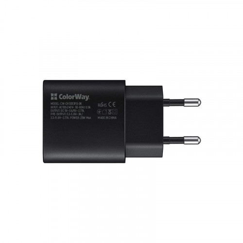 Мережевий зарядний пристрій ColorWay Power Delivery Port PPS (1USB-Cx3A) (25W) Black (CW-CHS033PD-BK)
