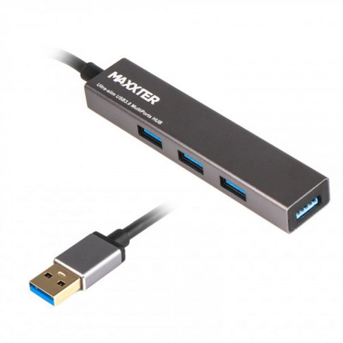 Концентратор USB 3.0 Maxxter 4хUSB3.0 Dark Grey (HU3A-4P-02)