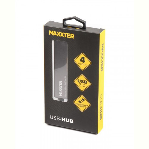 Концентратор USB 3.0 Maxxter 4хUSB3.0 Dark Grey (HU3A-4P-02)