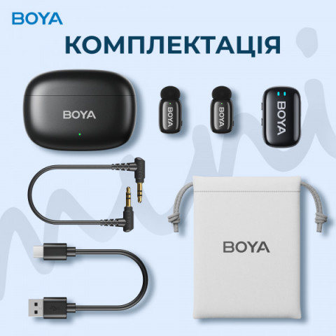 Бездротовий петличний мікрофон BOYA mini-18 TRS for camera Black Купити в Україні