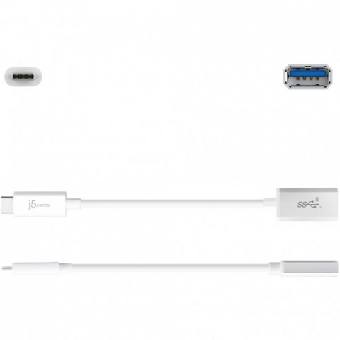 Адаптер J5create USB-C - USB (M/F), 0.1 м, White (JUCX05-N)
