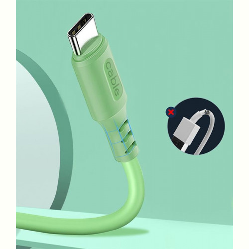 Кабель ColorWay USB-USB Type-C, soft silicone, 2.4А, 1м, Green (CW-CBUC042-GR)