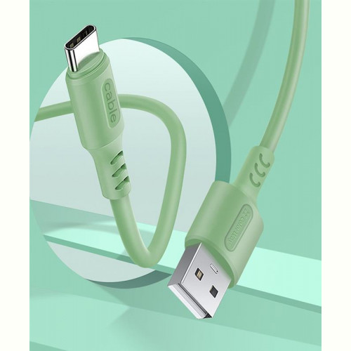 Кабель ColorWay USB-USB Type-C, soft silicone, 2.4А, 1м, Green (CW-CBUC042-GR)