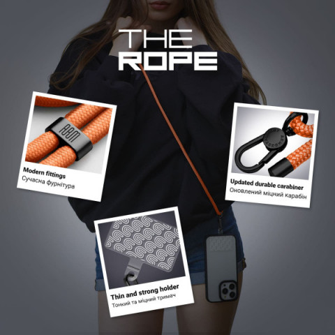 Ремінець для смартфону ArmorStandart Rope Black Tangerine with Clear holder (ARM86430)