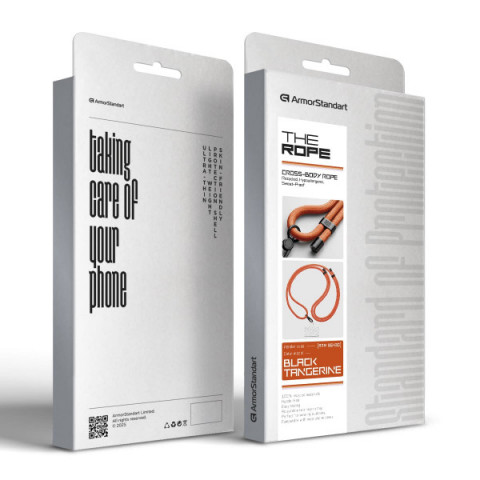 Ремінець для смартфону ArmorStandart Rope Black Tangerine with Clear holder (ARM86430)