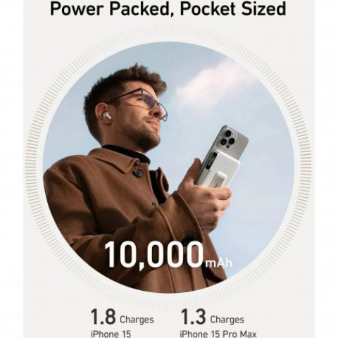 Портативна батарея Power Bank Anker MagGo 10000mAh 15W Qi2, White (A1654021)