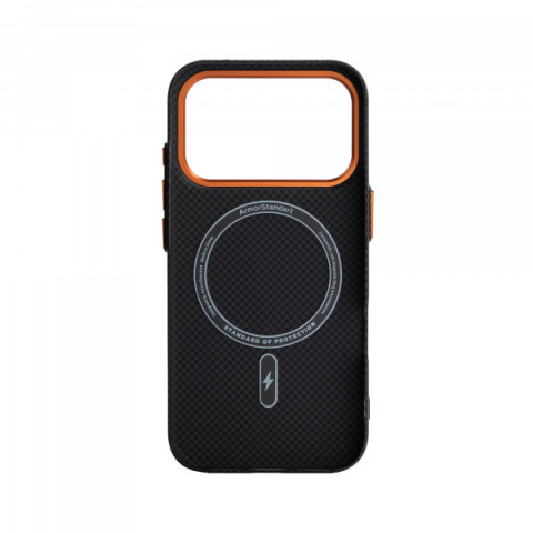 Чохол ArmorStandart LikeCarbon2 SE MagCase для Apple iPhone 17 Pro Kevlar Black Orange (ARM89164)