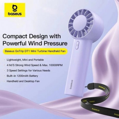 Портативний ветилятор Baseus GoTrip DT1 Mini Turbine 1200mAh Galaxy Blue (C0119 )