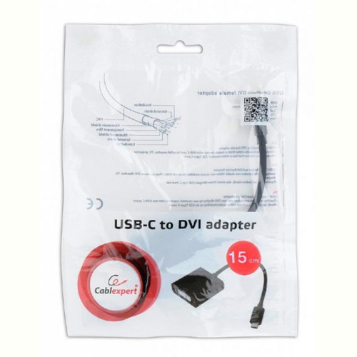 Адаптер Cablexpert (A-CM-DVIF-01) USB3.1 Type C - DVI, 0.15 м, чорний