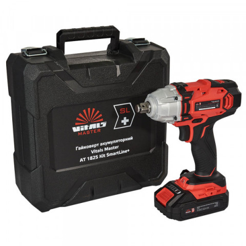 Гайковерт ударний акумуляторний Vitals Master AT 1825 Kit SmartLine+ 18В 1х2А·год 2800об/хв 250Нм квадрат1/2" кейс 3.2кг