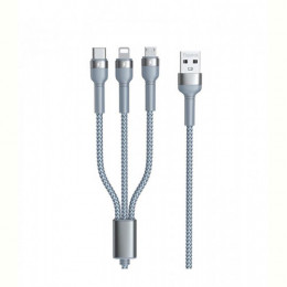 Кабель Remax Jany Series 3в1 USB to Type-C/Lightning/Micro-USB Silver (RC-124TH)
