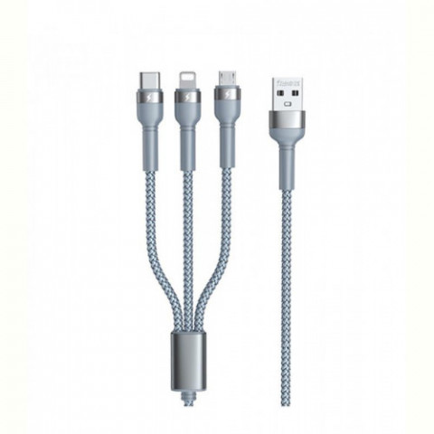 Кабель Remax Jany Series 3в1 USB to Type-C/Lightning/Micro-USB Silver (RC-124TH)