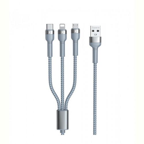 Кабель Remax Jany Series 3в1 USB to Type-C/Lightning/Micro-USB Silver (RC-124TH)