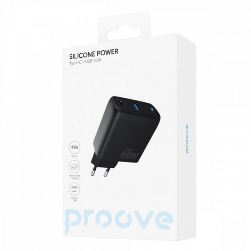 МЗП Proove Silicone Power 45W (Type-C + USB) black Купити в Україні